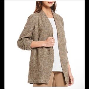Eileen Fisher Tweedy Cotton Slub Open Front‎ Cardigan 1X